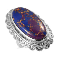 Mojave Purple Turquoise Solitaire Ring in Platinum Over Copper with Magnet (Size 10.0) 17.75 ctw