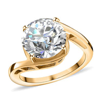Moissanite Solitaire Ring in Platinum Over Sterling Silver 3.35 ctw