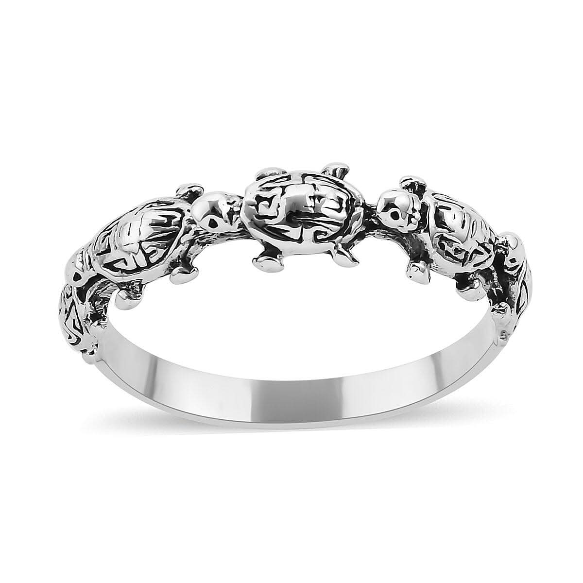 Bali Legacy Sterling Silver Turtle Ring (Size 10.0) 2.70 Grams