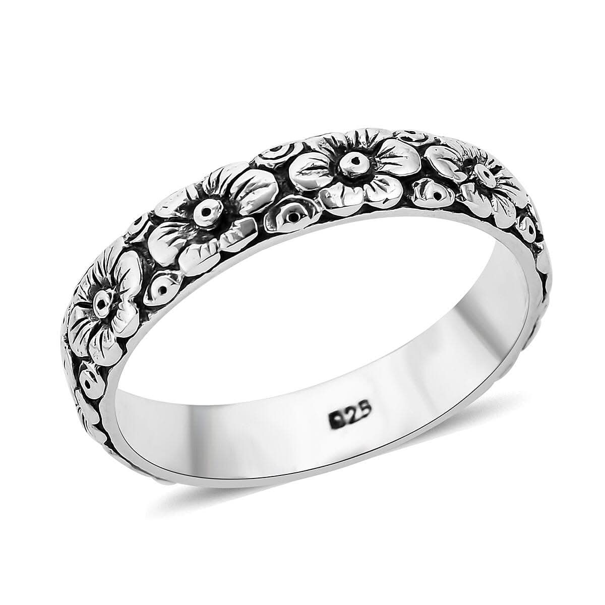 Bali Legacy Sterling Silver Floral Band Ring 4.50 Grams