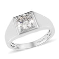 Moissanite Solitaire Ring in Platinum Over Sterling Silver (Size 10.0) 1.50 ctw (Del. in 10-15 Days) - Sticky add to cart bar