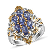 Premium Tanzanite Ring in Vermeil YG and Platinum Over Sterling Silver (Size 10.0) 1.65 ctw