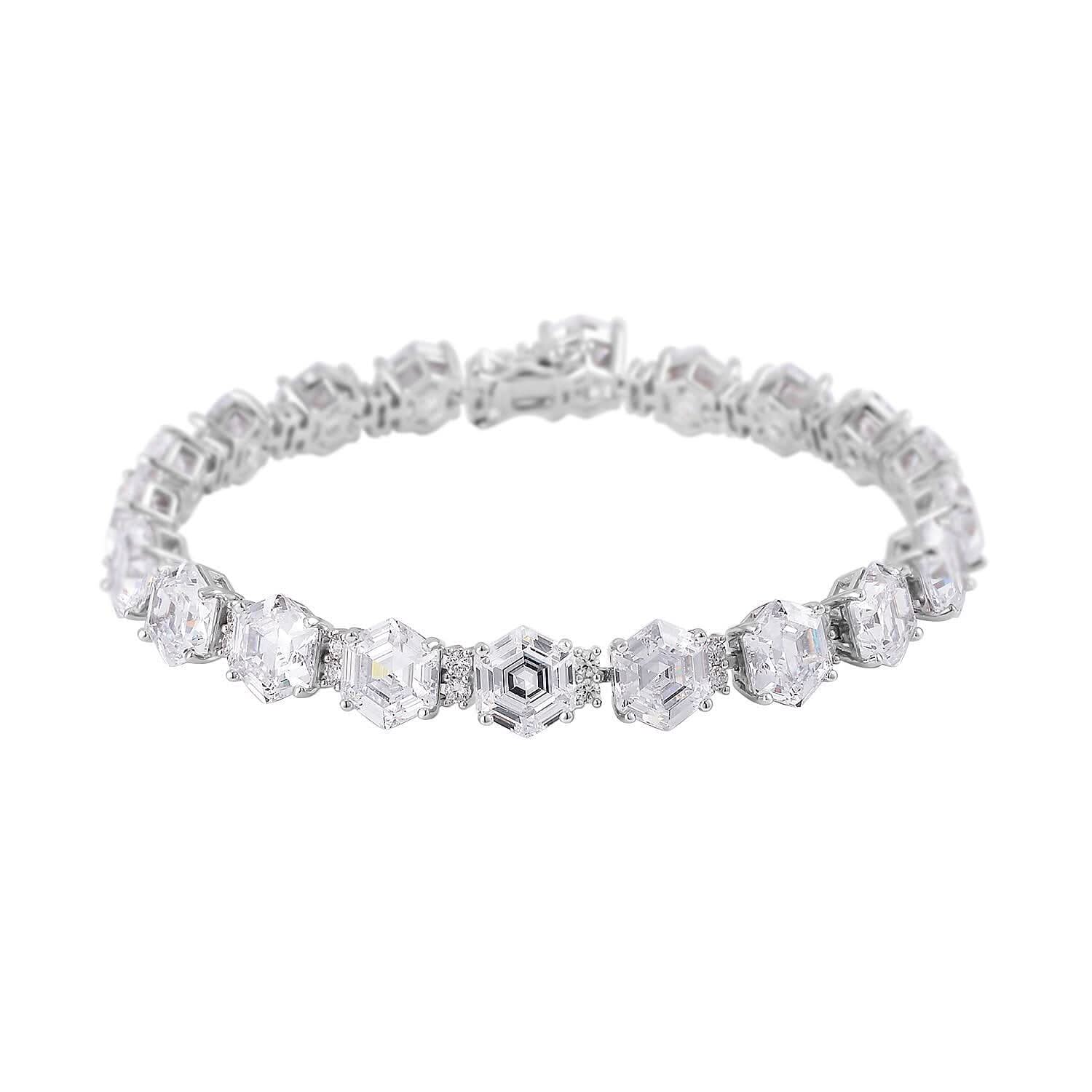 Lustro Stella Finest CZ Tennis Bracelet in Platinum Over Sterling Silver (6.50 In) 35.80 ctw