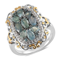 Narsipatnam Alexandrit and White Zircon Cluster Ring in Vermeil YG and Platinum Over Sterling Silver 2.25 ctw