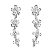White Zircon Floral Climber Earrings in Platinum Over Sterling Silver 0.15 ctw