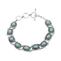 Santa Fe Style Kingman Turquoise Adjustable Bracelet in Sterling Silver 50.00 ctw