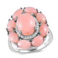 Premium Peruvian Pink Opal and White Zircon Cocktail Ring in Platinum Over Sterling Silver 5.65 ctw (Del. in 7-10 Days) - Sticky add to cart bar