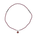 Simulated Orange Sapphire and Glass Pendant with Mozambique Garnet Beaded Necklace 20 Inches in Silvertone 52.60 ctw - Sticky add to cart bar