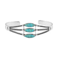 Santa Fe Style Kingman Turquoise Cuff Bracelet in Sterling Silver (7.00 In) 12.00 ctw - Sticky add to cart bar