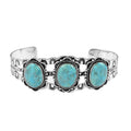 Santa Fe Style Kingman Turquoise Cuff Bracelet in Sterling Silver (7.00 In) 15.50 ctw - Sticky add to cart bar