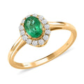 Certified Luxoro 14K Yellow Gold AAA Kagem Zambian Emerald and G-H I2 Diamond Ring 1.05 ctw (Del. in 3-5 Days) - Sticky add to cart bar