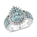 Madagascar Paraiba Apatite and White Zircon Ring in Platinum Over Sterling Silver (Size 10.0) 1.75 ctw - Sticky add to cart bar
