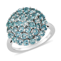 Madagascar Paraiba Apatite Floral Ring in Platinum Over Sterling Silver (Size 9.0) 2.00 ctw