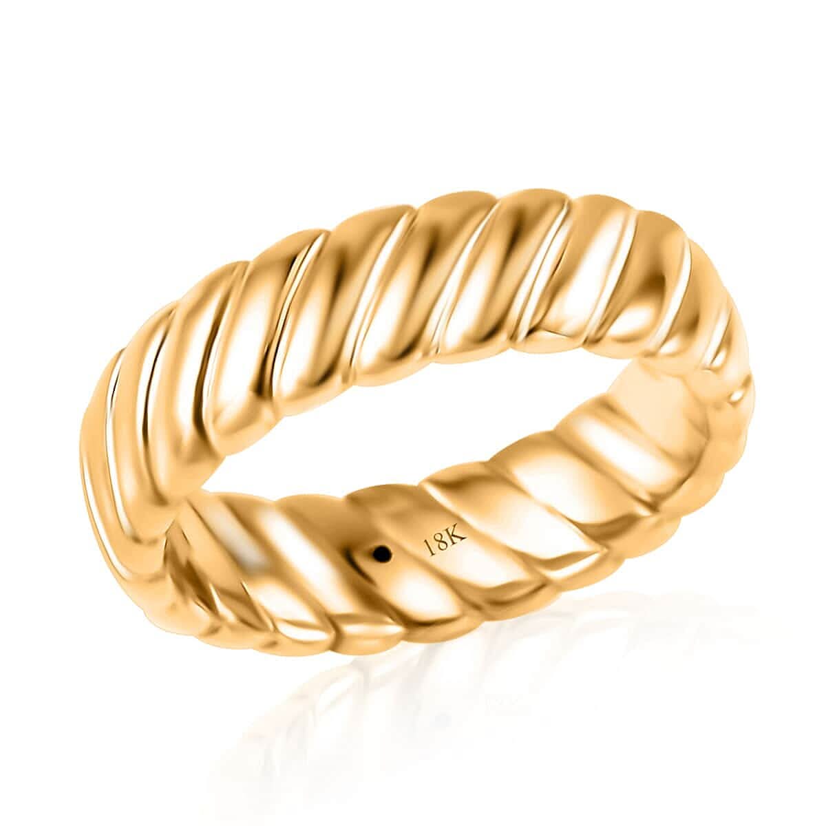 Iliana 18K Yellow Gold Electroform Ribbed Band Ring (Size 6.0)