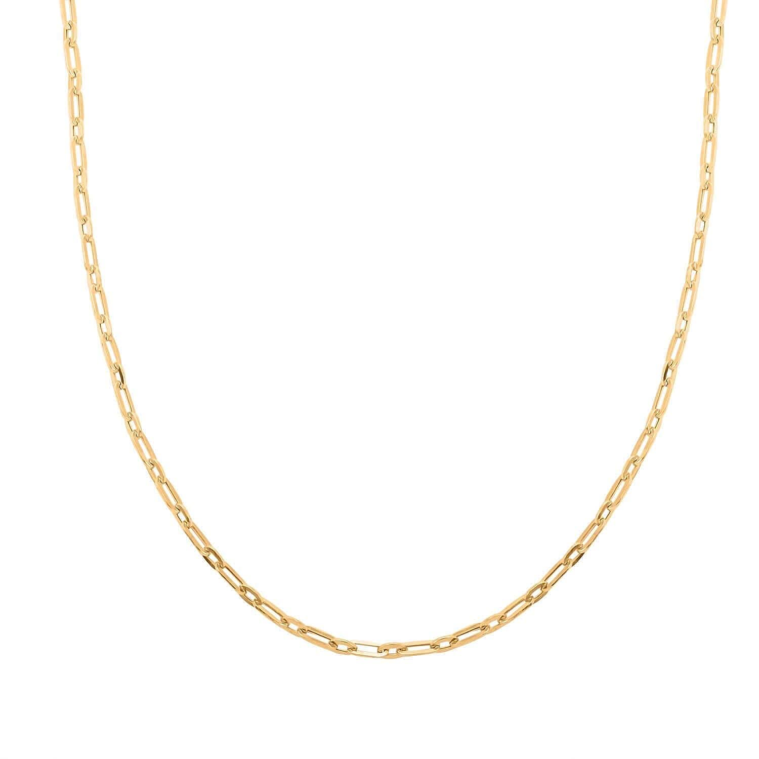 14K Yellow Gold 3MM Polished Figaro Paperclip Necklace 20 Inches 5.40 Grams