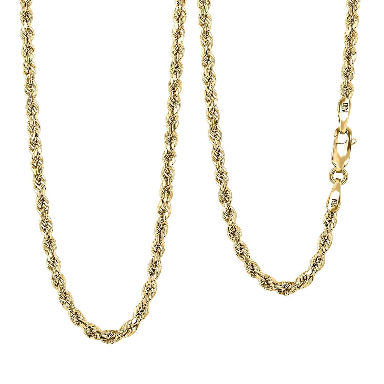 14K Yellow Gold 1.5mm Rope Chain Necklace 20 Inches 1.60 Grams