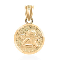Made in America 10K Yellow Gold Cupid Medallion Pendant