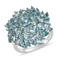 Madagascar Paraiba Apatite Cluster Ring in Platinum Over Sterling Silver (Size 10.0) 4.00 ctw - Sticky add to cart bar