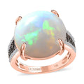 One Time Only Luxoro 14K Rose Gold AAA Ethiopian Welo Opal, Natural Champagne and White Diamond (I3) (0.30 cts) Ring (Size 7.0) (4.20 g) 10.35 ctw - Sticky add to cart bar
