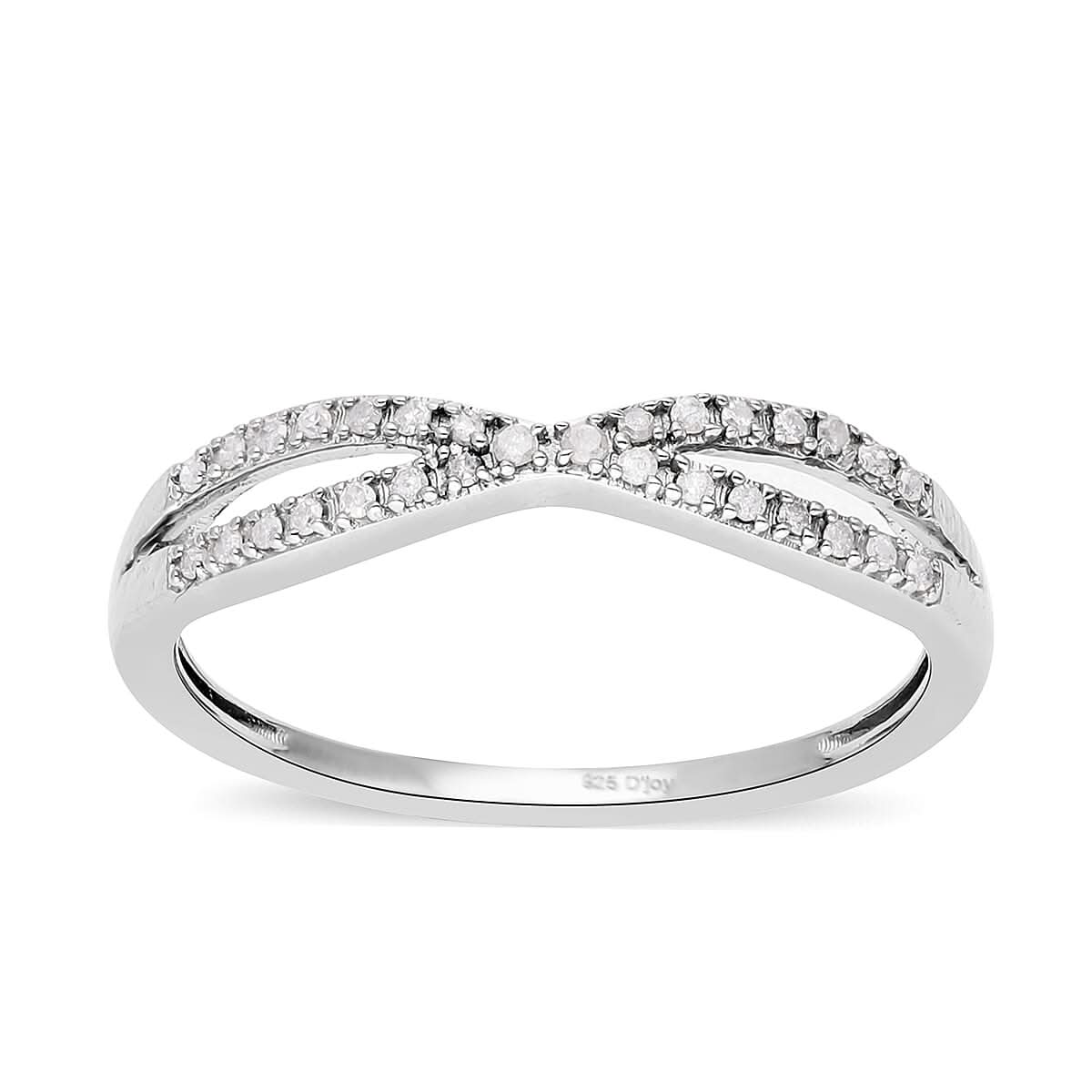 Diamond Infinity Ring in Platinum Over Sterling Silver 0.15 ctw