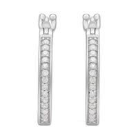 Diamond Hoop Earrings in Platinum Over Sterling Silver 0.15 ctw