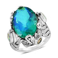 Artisan Crafted Peacock Quartz (Triplet) and Ethiopian Welo Opal Ring in Sterling Silver 12.65 ctw - Sticky add to cart bar