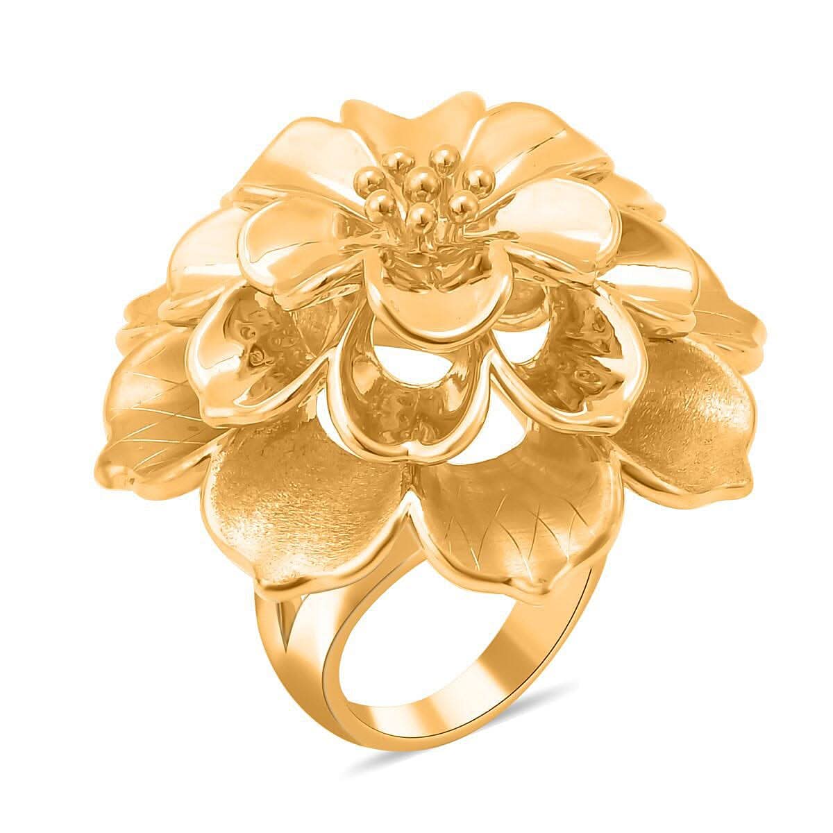 24K Yellow Gold Floral Ring (Size 10.0) 7.90 Grams (Del. in 15-20 Days)