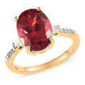 Lab Created Padparadscha Sapphire and Diamond Ring in Vermeil Yellow Gold Over Sterling Silver 5.75 ctw - Sticky add to cart bar