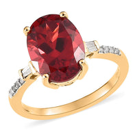 Lab Created Padparadscha Sapphire and Diamond Ring in Vermeil Yellow Gold Over Sterling Silver 5.75 ctw