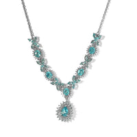 Madagascar Paraiba Apatite and White Zircon Necklace 18 Inches in Platinum Over Sterling Silver 5.75 ctw