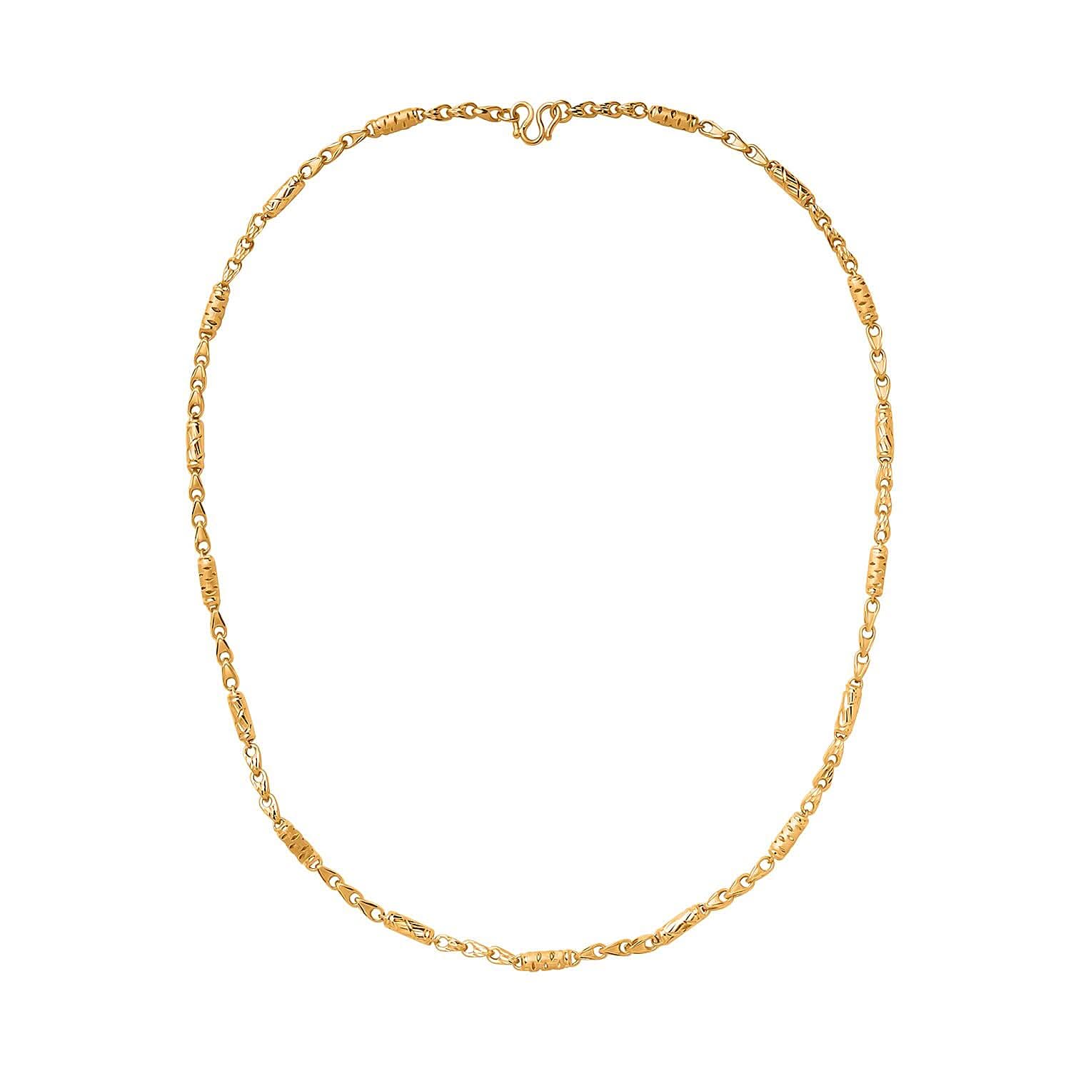24K Yellow Gold Electroform 4mm Necklace 24 Inches 17.15 Grams