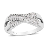 Diamond Ring in Platinum Over Sterling Silver 0.33 ctw