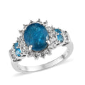 Malgache Neon Apatite and White Zircon Sunburst Ring in Platinum Over Sterling Silver 4.00 ctw - Sticky add to cart bar