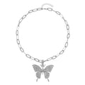 Austrian Crystal Butterfly Pendant Necklace (20-22 Inches) in Silvertone - Sticky add to cart bar