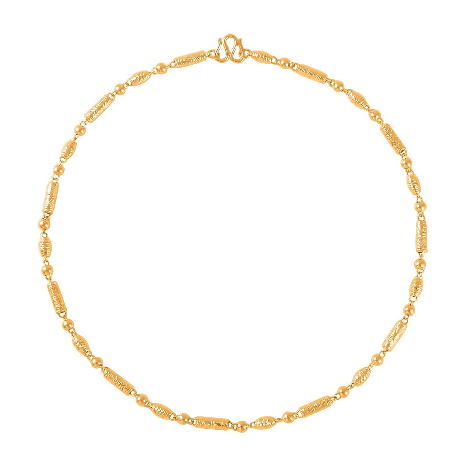 24K Yellow Gold Electroform 5.5mm Round Barrel Chain Necklace 18 Inches 15 Grams