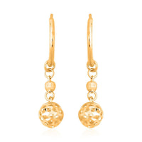 24K Yellow Gold Electroform Drop Earrings 2 Grams