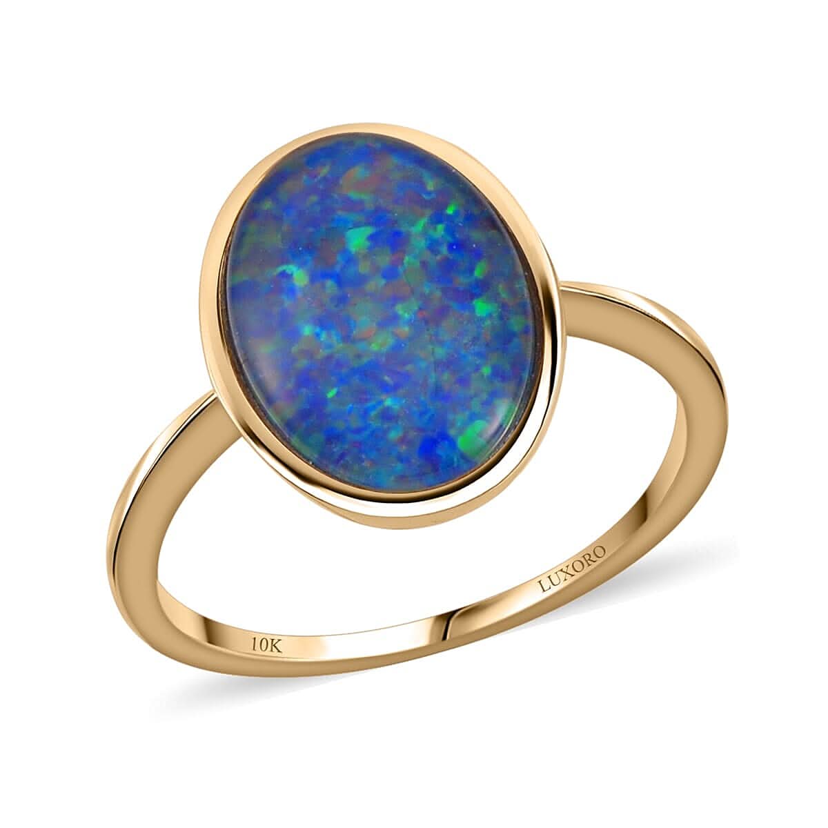 Luxoro 10K Yellow Gold Boulder Opal Triplet Ring 3.35 ctw