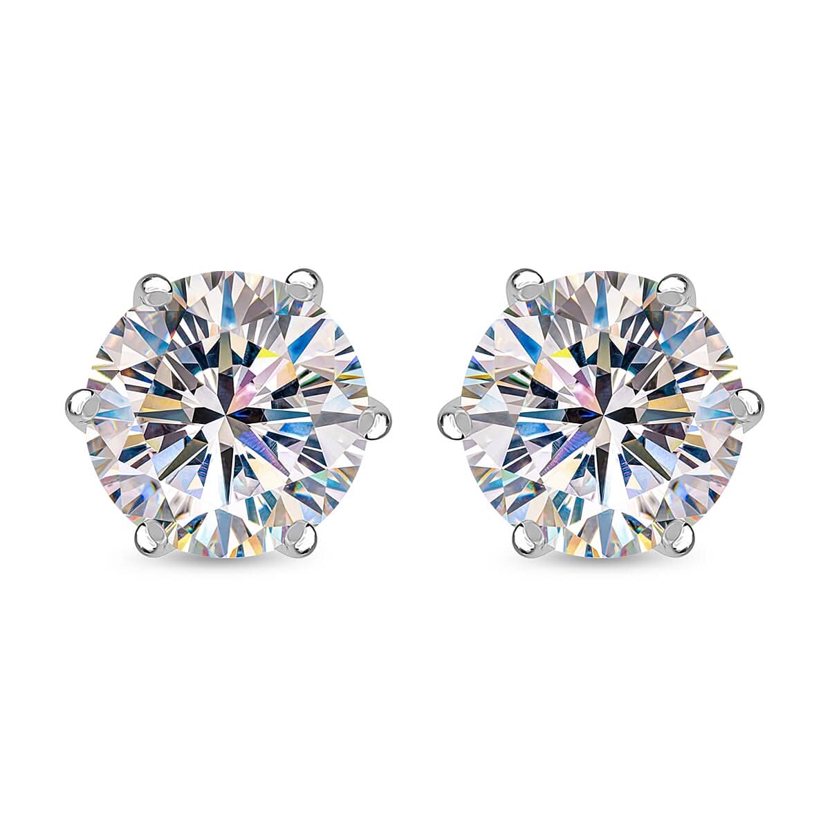 Moissanite Solitaire Stud Earrings in Platinum Over Sterling Silver 3.65 ctw