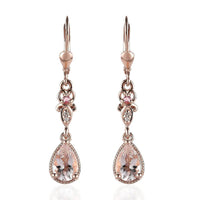 Pink Morganite and Multi Gemstone Dangling Earrings in Vermeil Rose Gold Over Sterling Silver 2.00 ctw