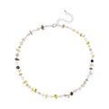 Multi Color Freshwater Pearl and Multi Gemstone Necklace 20-22 Inches in Stainless Steel 40.00 ctw - Sticky add to cart bar