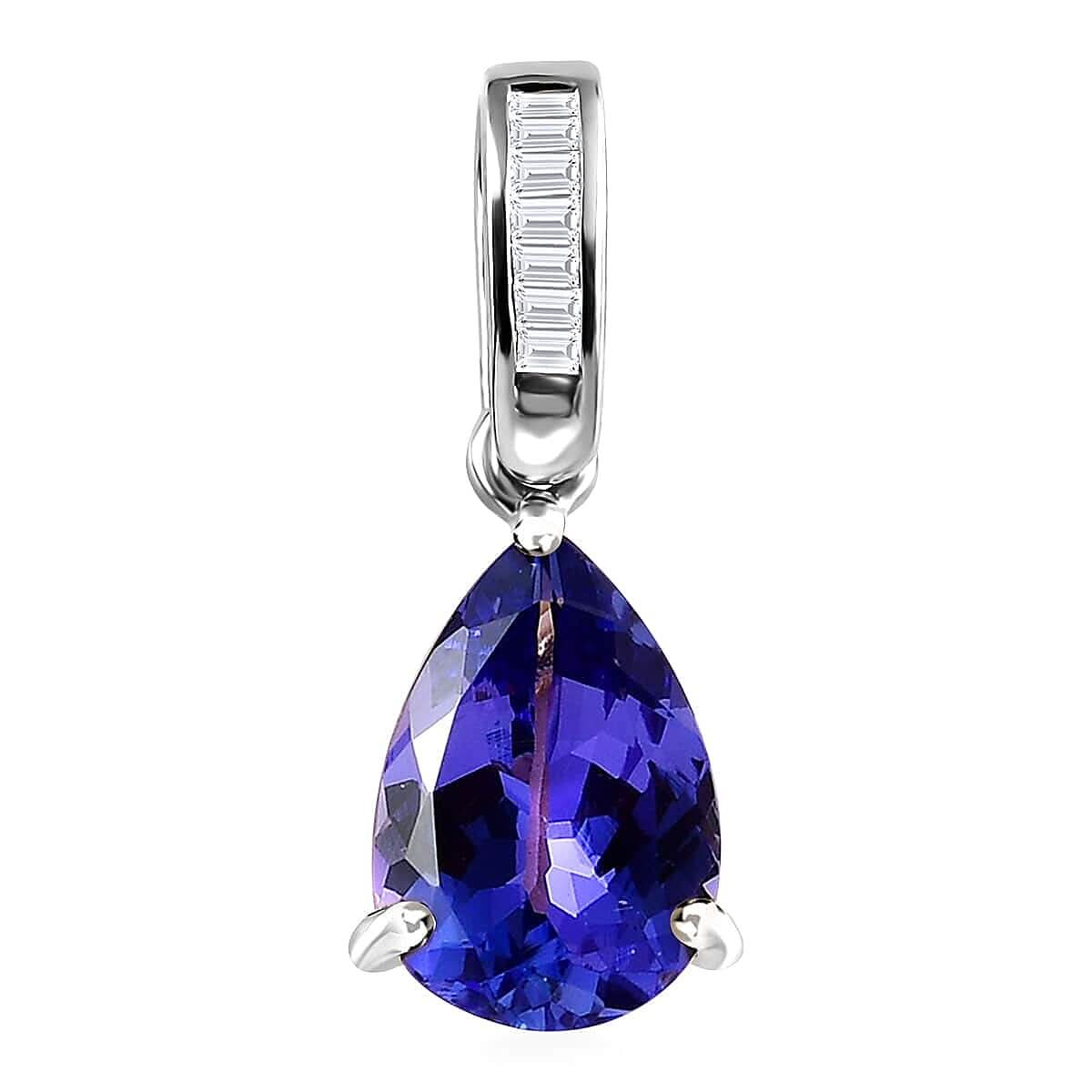Luxoro 10K White Gold Premium Tanzanite and G-H I2 Diamond Pendant 2.05 ctw