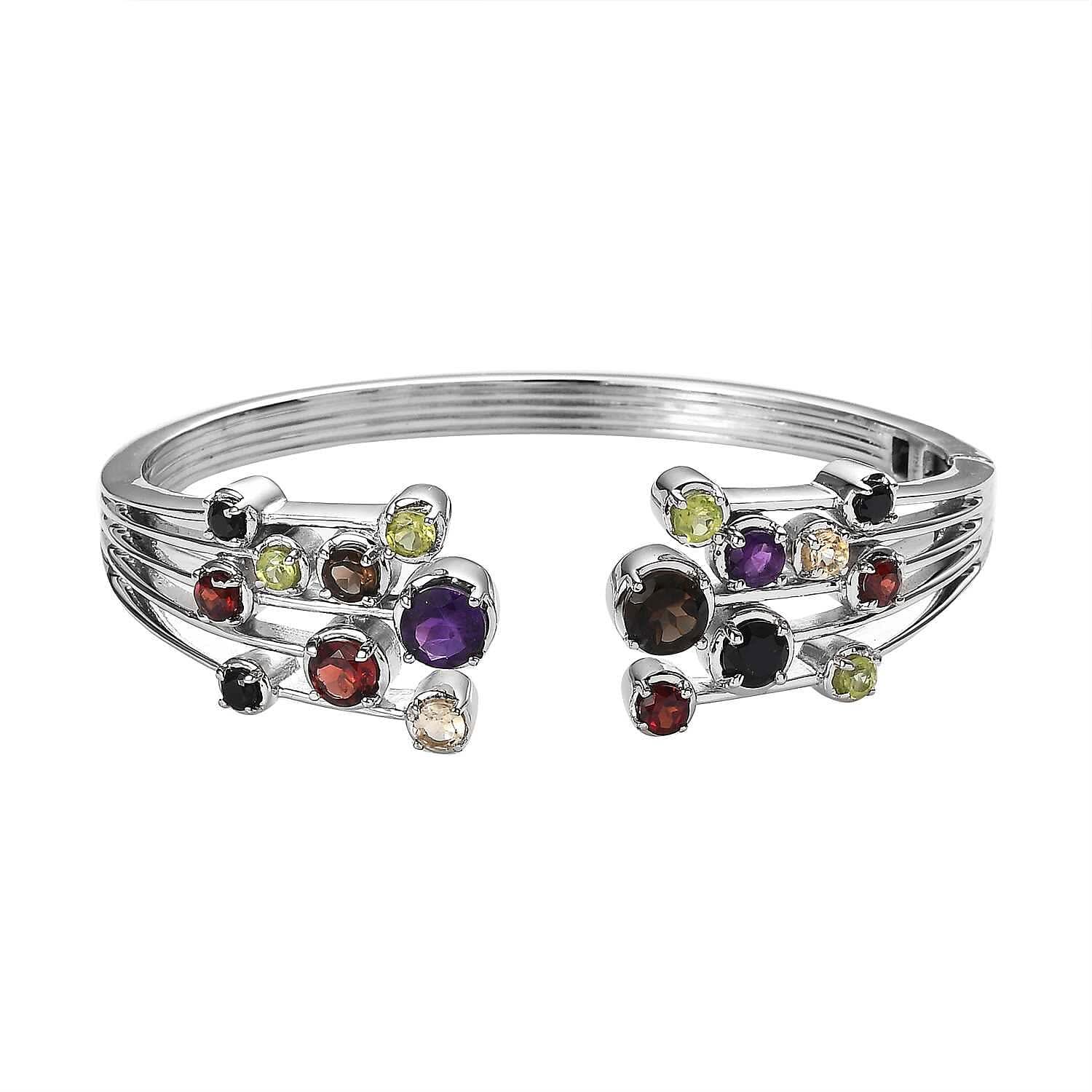 Karis Multi Gemstone Cuff Bracelet in Platinum Bond (6.50 In) 5.35 ctw