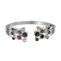 Karis Multi Gemstone Cuff Bracelet in Platinum Bond (6.50 In) 5.35 ctw