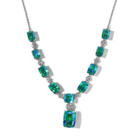 Peacock Quartz (Triplet) and White Zircon Necklace 18 Inches in Platinum Over Sterling Silver 28.35 ctw