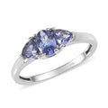 Tanzanite 3 Stone Ring in Platinum Over Sterling Silver (Size 10.0) 0.75 ctw - Sticky add to cart bar