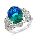 Peacock Quartz (Triplet) and Multi Gemstone Ring in Platinum Over Sterling Silver (Size 10.0) 14.50 ctw - Sticky add to cart bar