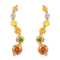 14K Yellow Gold Multi Diamond SI Stud Earrings 1.25 ctw