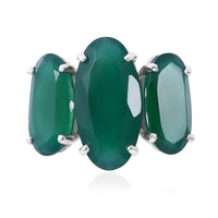 Verde Onyx 3 Stone Ring in Platinum Over Sterling Silver 18.00 ctw