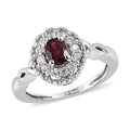 Anthill Garnet and White Zircon Halo Ring in Platinum Over Sterling Silver 0.65 ctw - Sticky add to cart bar