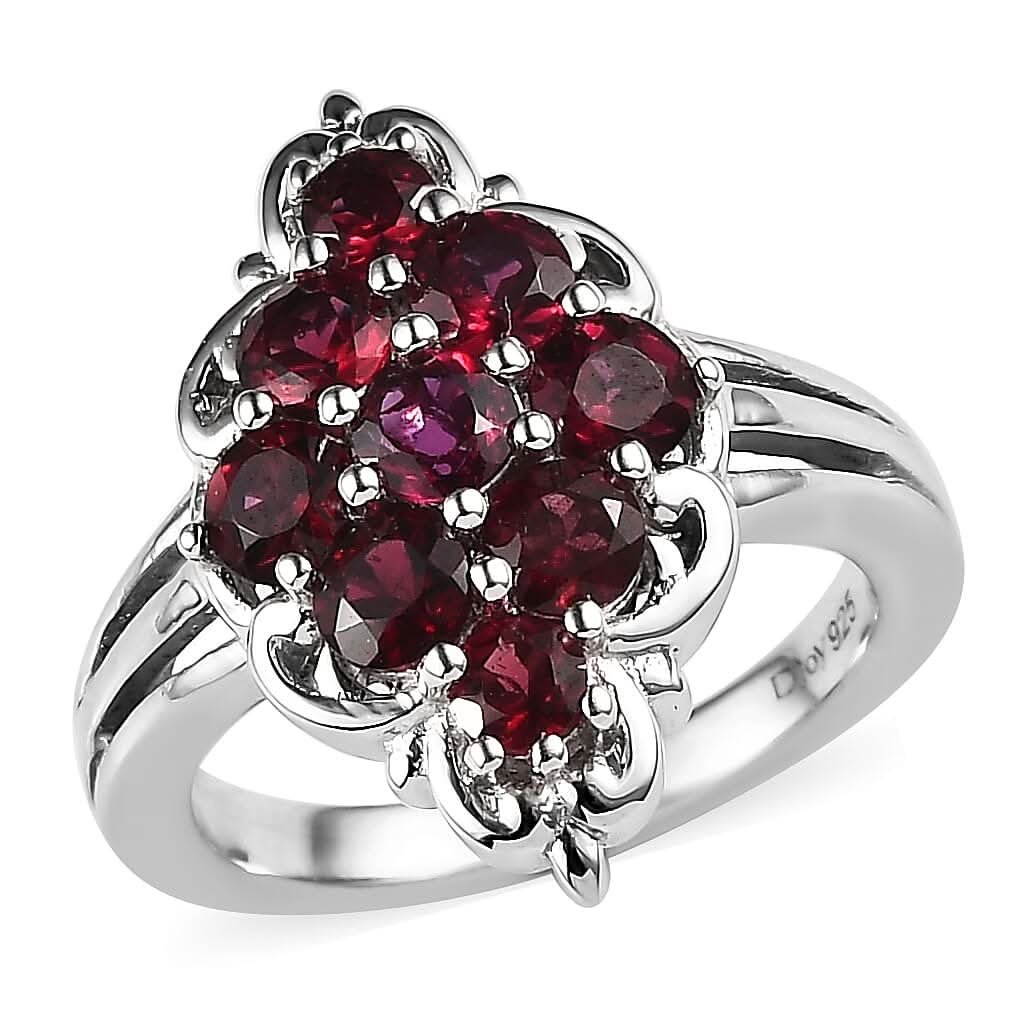 Anthill Garnet Elongated Ring in Platinum Over Sterling Silver 1.85 ctw